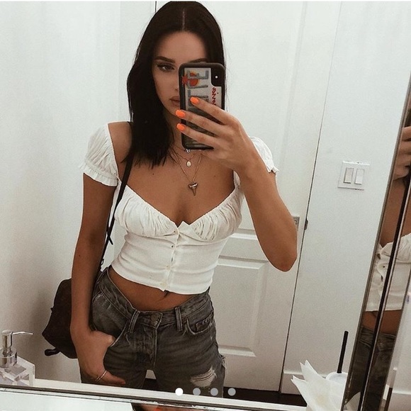 With Jean Tops - ❌SOLD❌ With Jean Louis Top - White XS